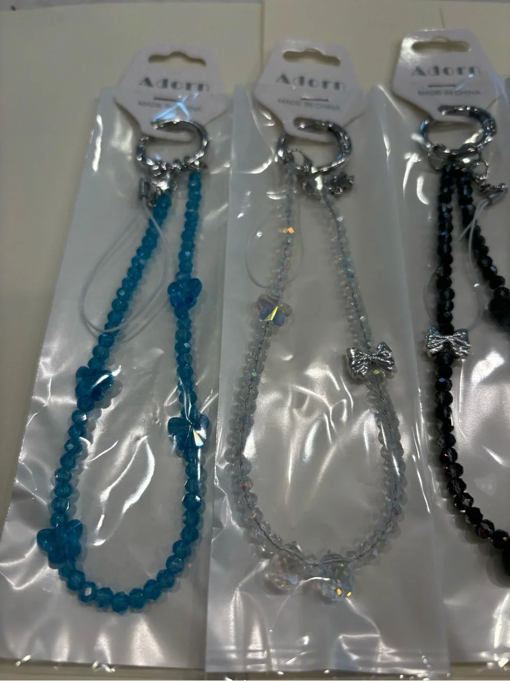 Lot of 6 Crystal Phone Wristlets Purse Charms Butterflies & Bows NWT